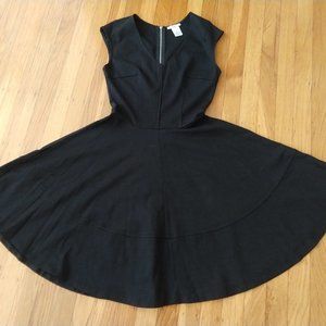 Petite S Black ponte BP fit and flare dress